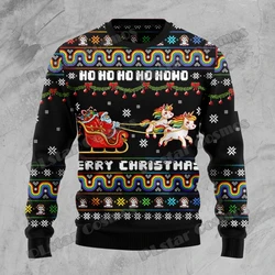 PLstar Cosmos Unicorn Merry Christmas 3D Printed Men's Ugly Christmas Sweater Winter Unisex Casual Knit Pullover Sweater ZZM35