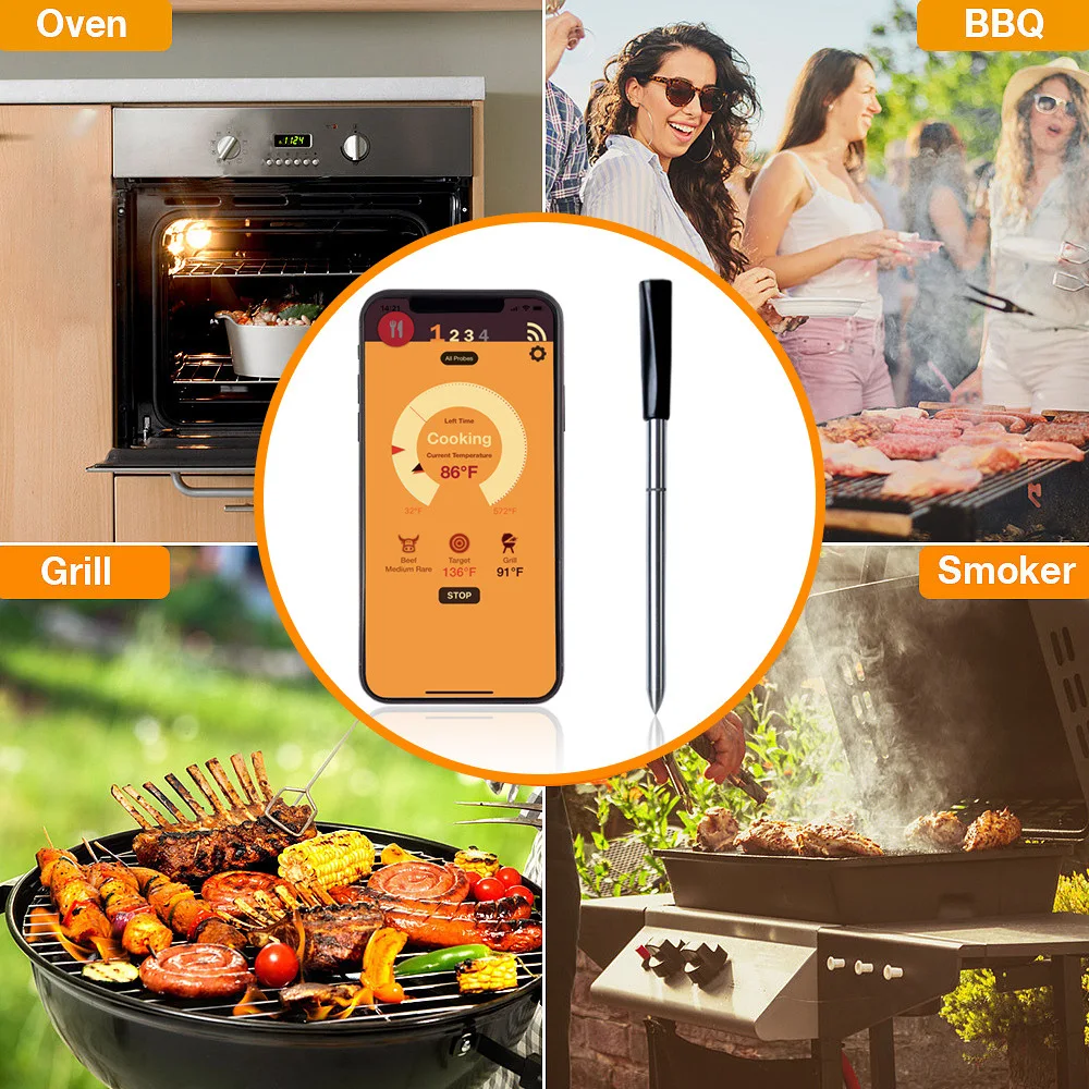 

Upgraded Meat Food Thermometer Kitchen Smart Digital Wireless Digital Probe Cooking Barbecue Steak TurkeyAccessories Gift