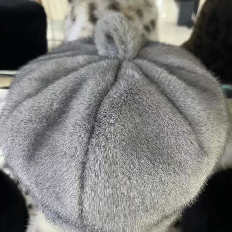 

New water-wool imitation hats for women middle-aged velvet octagonal berets