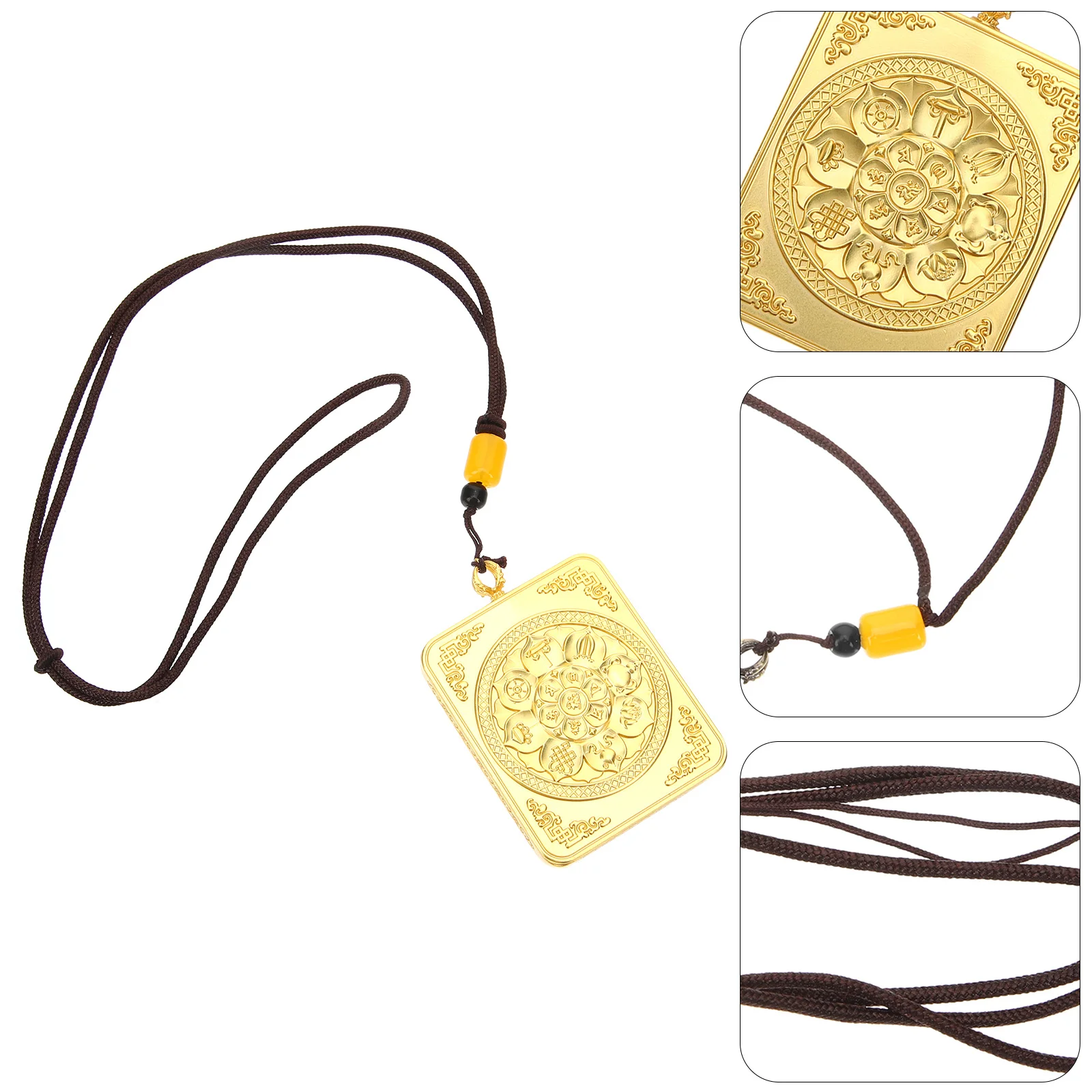 Retro Buddha Card Locket Vintage Pendant Thangka Decor Religious Ritual Charm Pendant Necklace Car Key Chain Charm