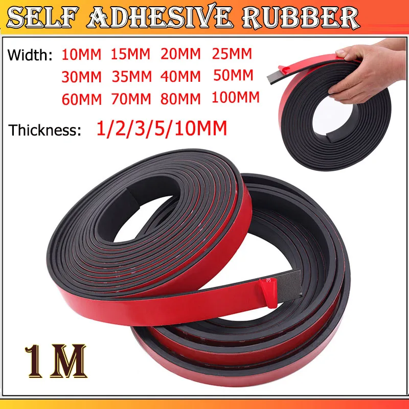 

Black Self Adhesive Silicone Rubber Strip Anti-skid High Temperature Anti-collision Gasket W:10~100mm T:1/2/3/5/10mm 1M/5M/10M