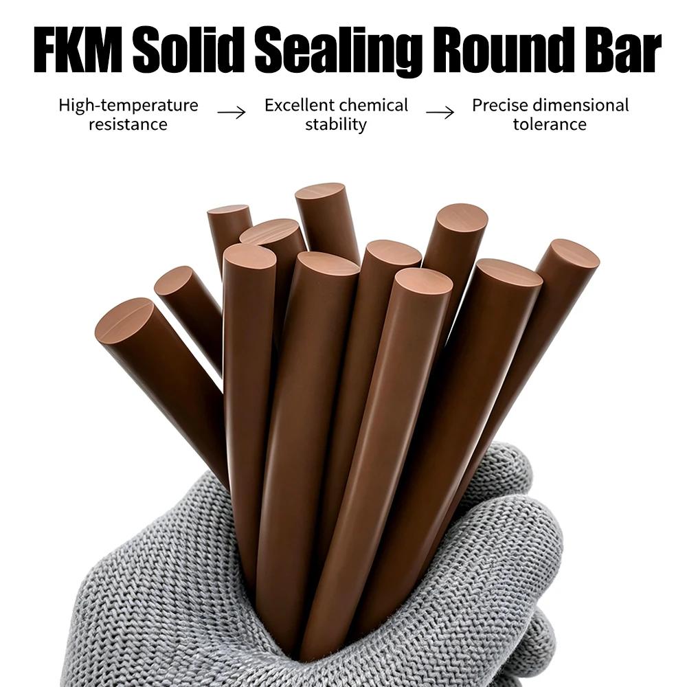 Solid Non Foaming Brown FKM Vitons Cord Fluororubber High Temp Oil Resistant Sealing Strip 1-5M Car Door Machinery Seal
