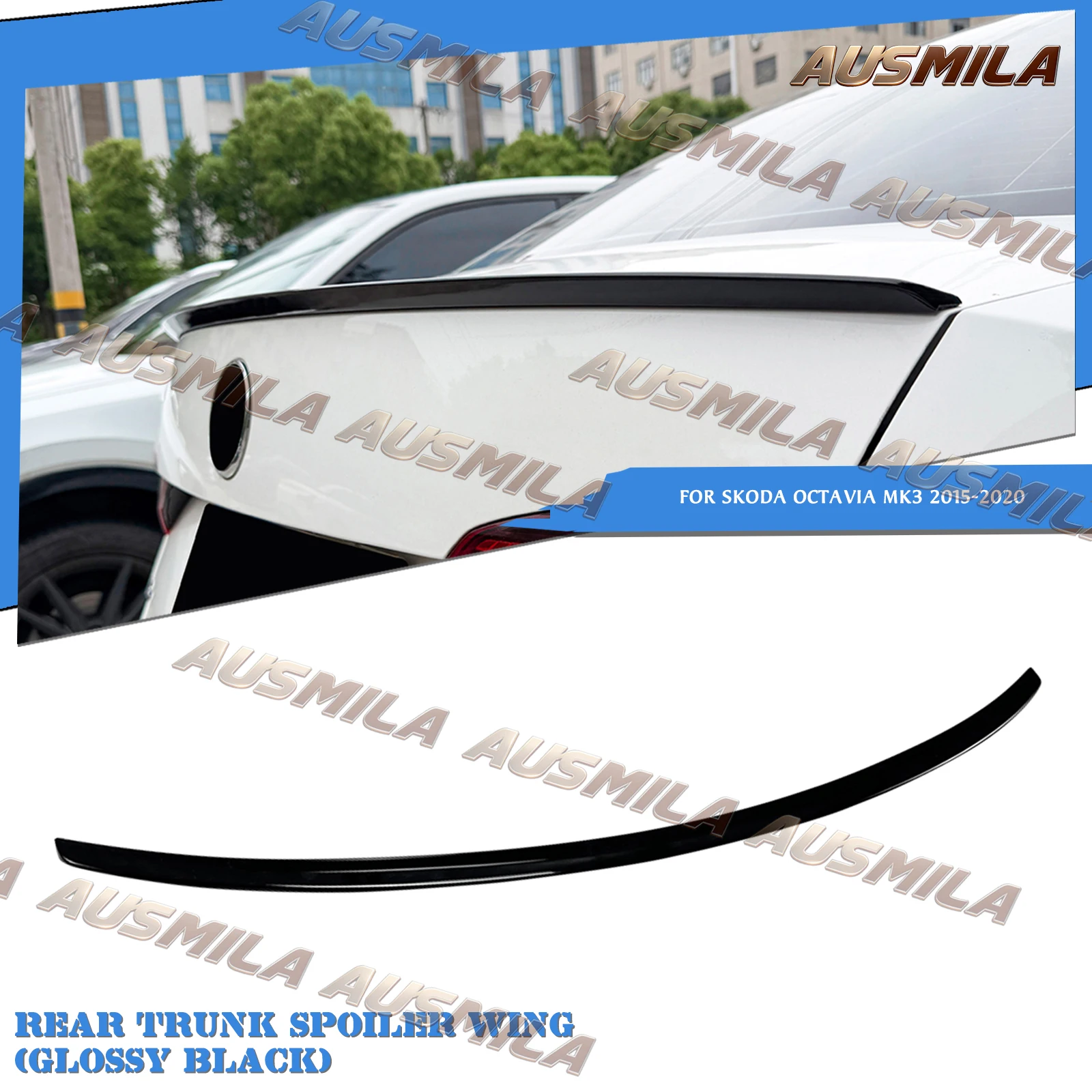 

Rear Trunk Lid Roof Spoiler Center Splitter Lip Tailgate Flap Trim Decklid For Skoda Octavia MK3 2015 2016 2017 2018 2019 2020
