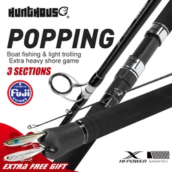 Hunthouse Popping Fising Rod 3 Sections Ocean Spinning 30T 2.5m Lure Weight 200g Carbon Fiber Fuji Guide Ring Boat Accessories
