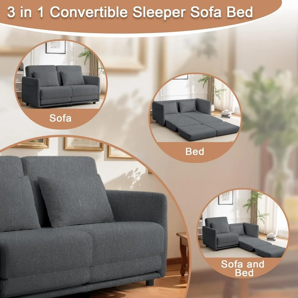 أريكة سرير فوتون صغيرة الحجم بالكامل من GEEYOO، مقعد محبب قابل للتحويل