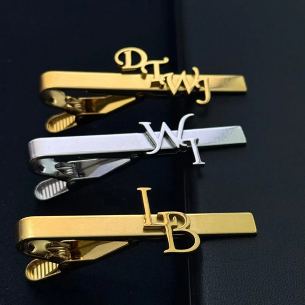 

Customized unique first letter personalized tie clip, stainless steel name tie clip jewelry, men's fashion gift