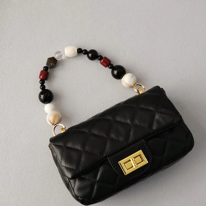 New Woman Bag  Strap Accessory Brown Black Acrylic Resin Beads Parts Luxury Handcrafted Wristband Women CUte Bag Handle Chain