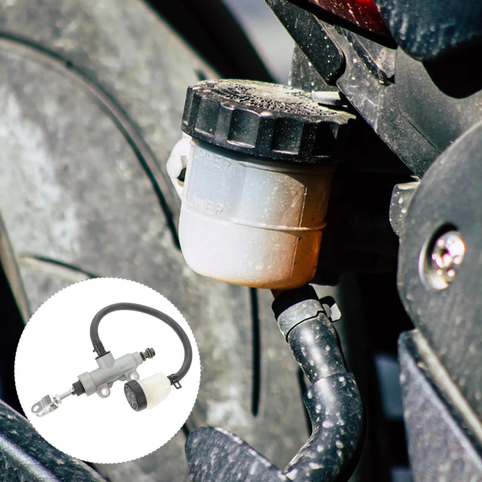 

Rear Brake Master Cylinder Motorcycle Durable Rubber Metal Plastic High Pressure Resistant Suitable for Off Road Rear Brake