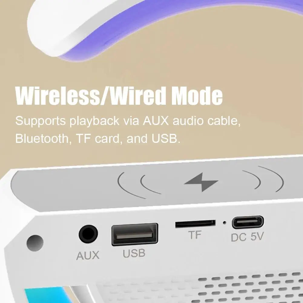 New Bluetooth Speaker Wireless Charger Table Lamp RGB Alarm Clock Sound Box LED Portable Mini Party Loudspeaker
