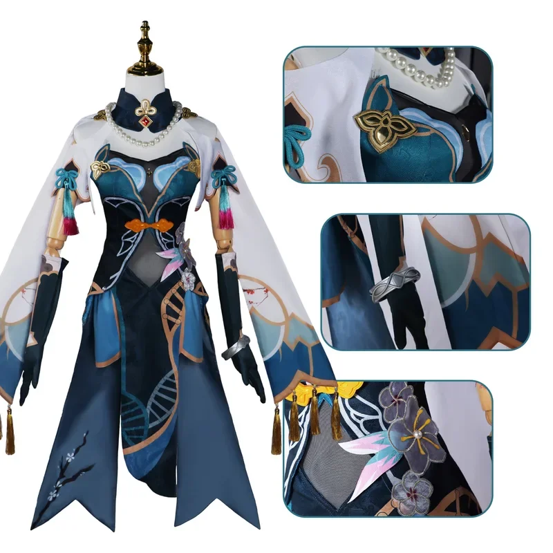 호두 웨트로세톤 재고 루안메이 코스프레 코스튬, 혼카이 스타 레일 루안메이 풀세트 가발, 새해 할로윈