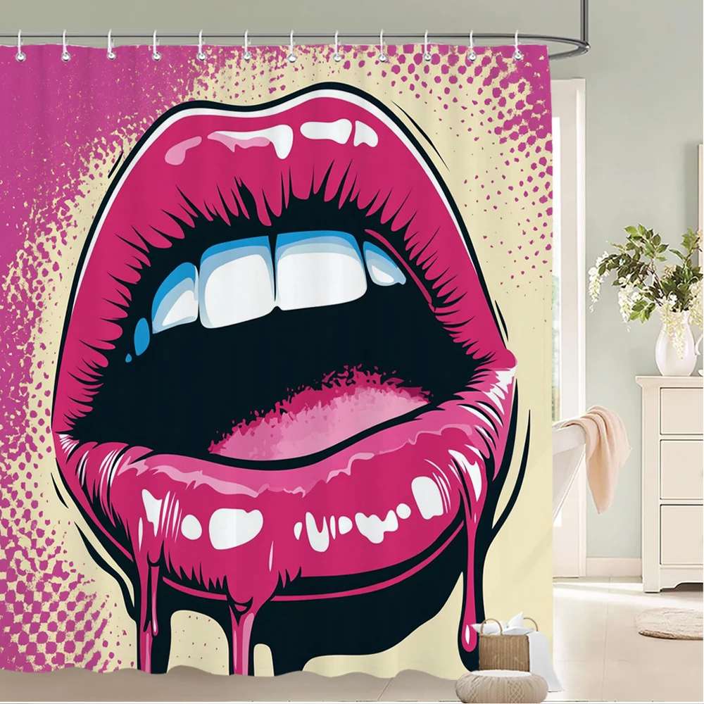 

Modern pink romantic lips pattern Shower Curtain Bath Curtain Love Girl Printed Bathroom Curtains for Home Decoration Curtain
