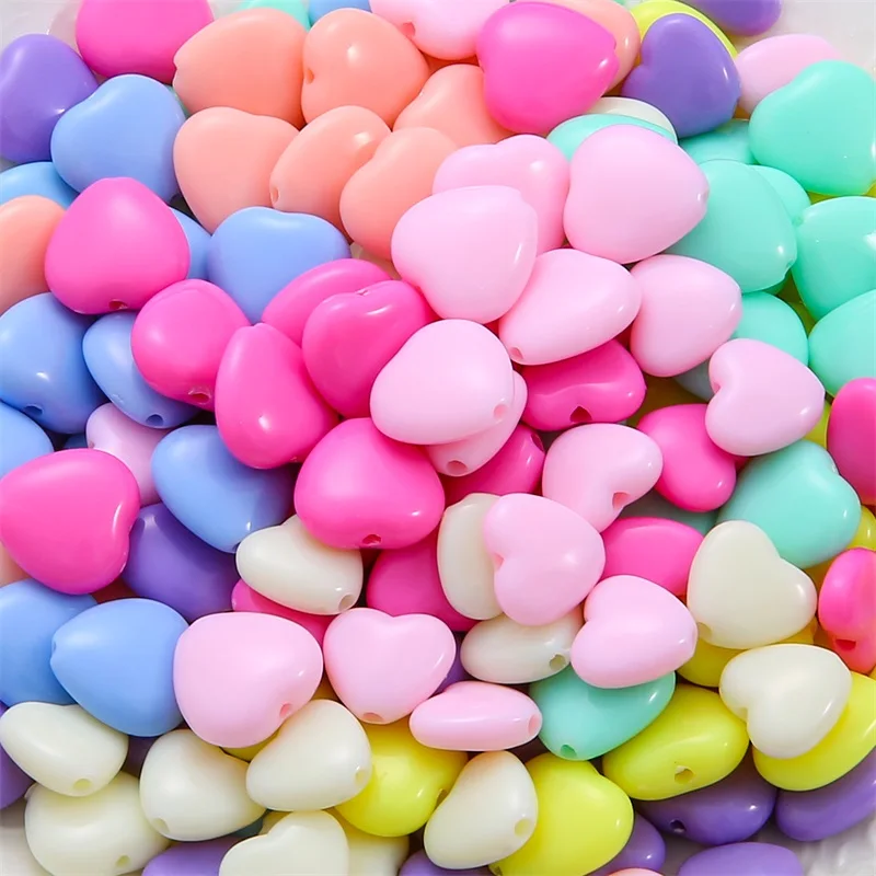 12x11mm Mixed Acrylic Beads Flat Round Heart Star Square Loose Spacer Beads For Jewelry Making Diy Bracelet Necklace Accessories