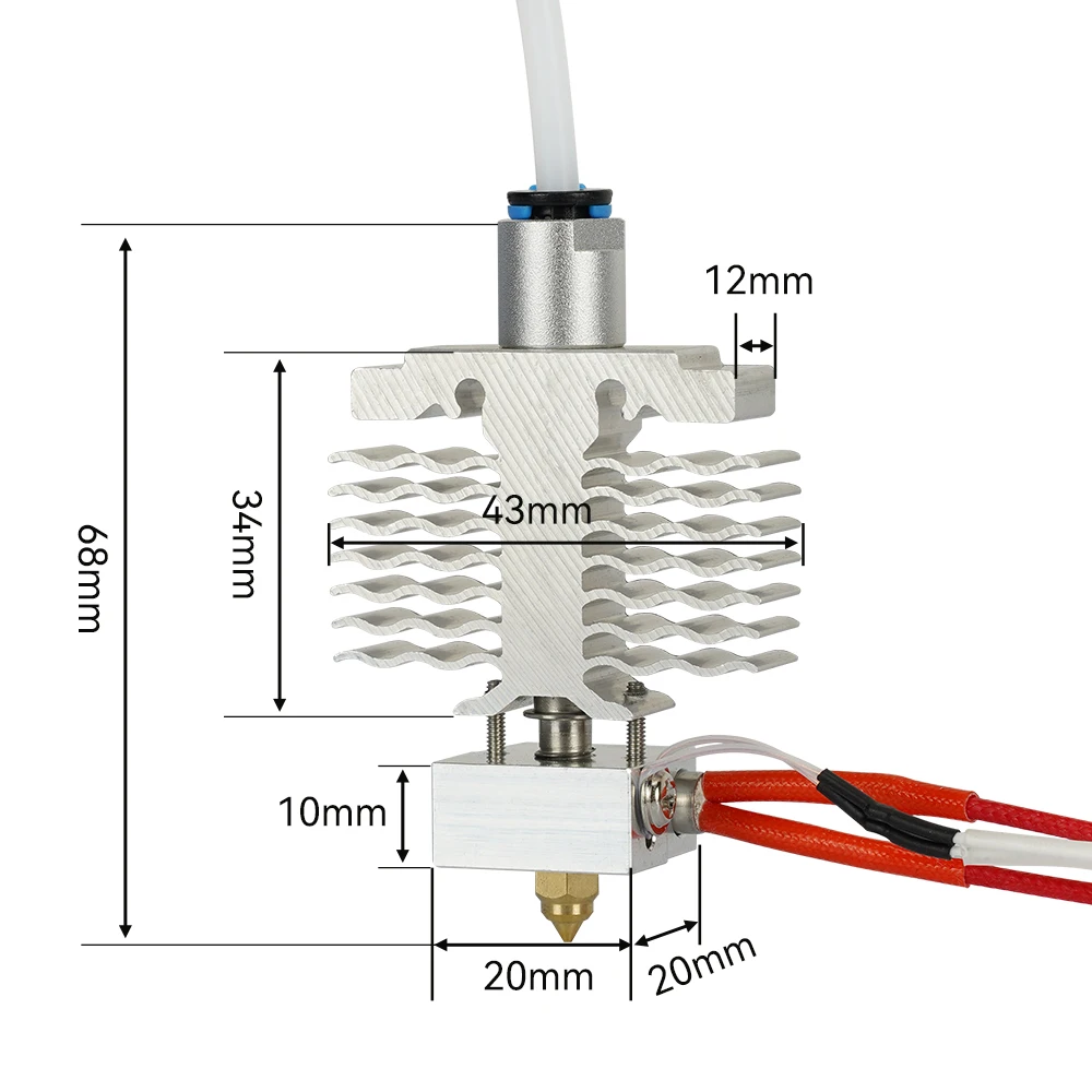 For Creality Ender 3 Neo Hotend Kit 24V 40W Heater Thermistor Extruder Head Brass Nozzle with PTFE Tubing for Ender 3 V2 Neo
