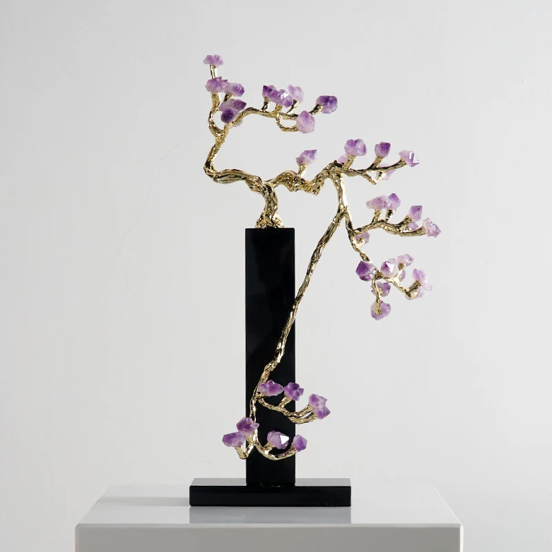 Light luxury creative amethyst fortune tree decoration living room entrance TV cabinet Ziqi Donglai Takamatsu ornament