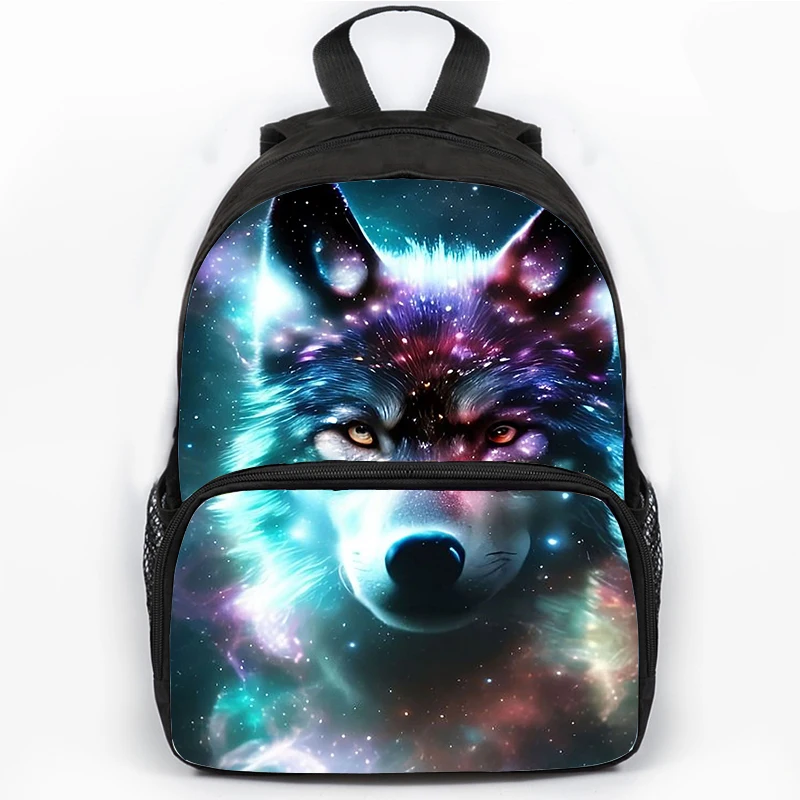 Mochila escolar con estampado 3d de tres lobos y luna llena para adolescentes, niñas, niños, estudiantes, mochilas grandes