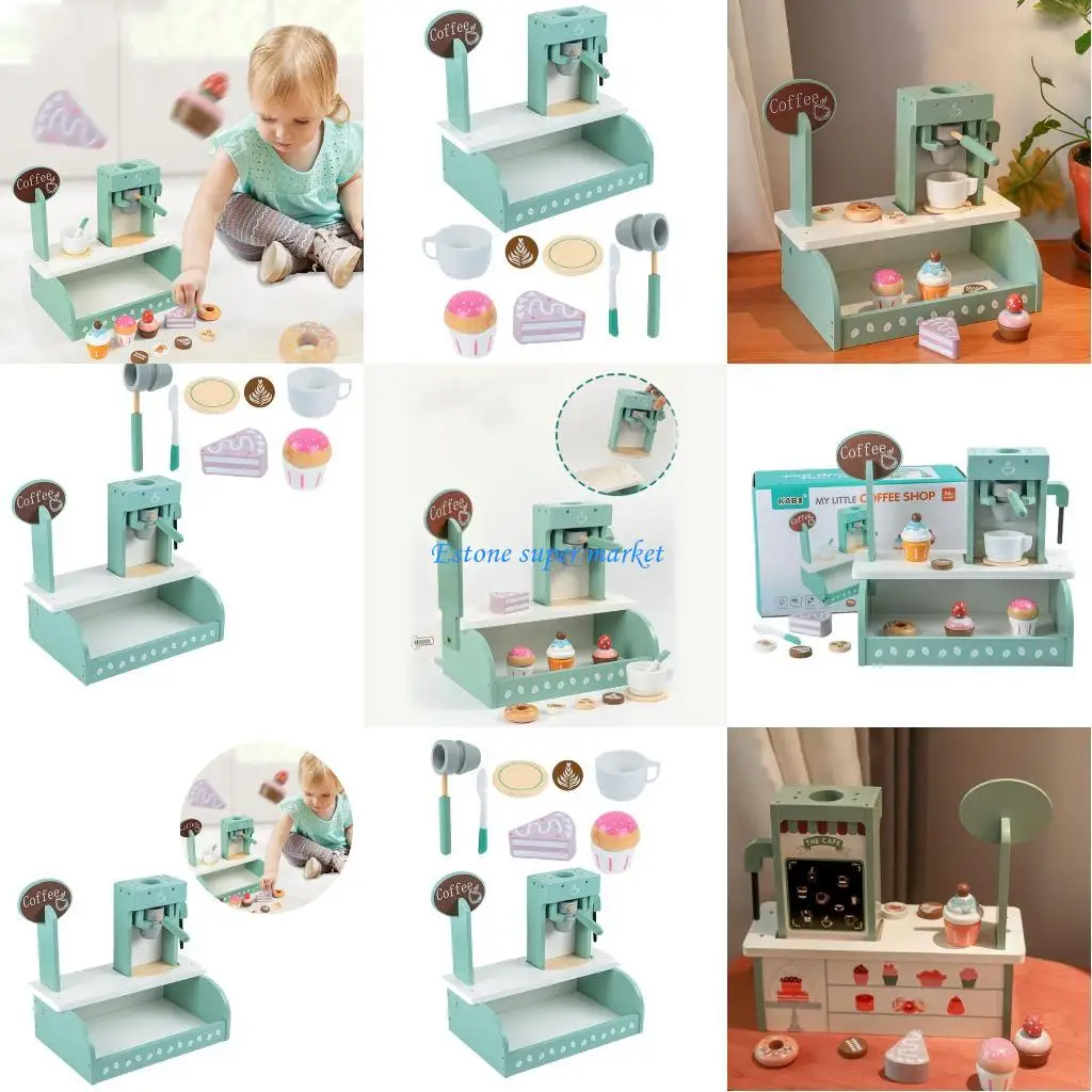 090B ครัวเล่นร้านกาแฟของเล่น Cupcake เด็กเล่นบทบาทชุดของขวัญวันเกิด Fine Motor Skill ของเล่น