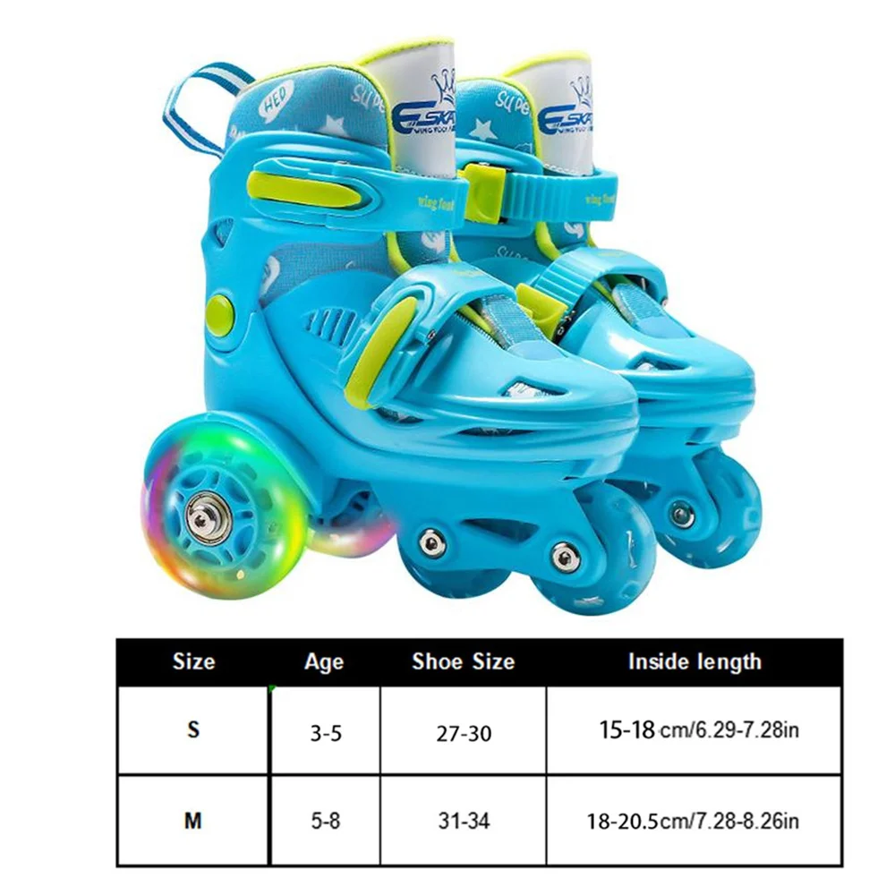 Chaussures de patinage à roulettes pour enfants de 3 à 8 ans, roue Flash à Double rangée, assistance de sécurité réglable, chaussures de patinage à roulettes