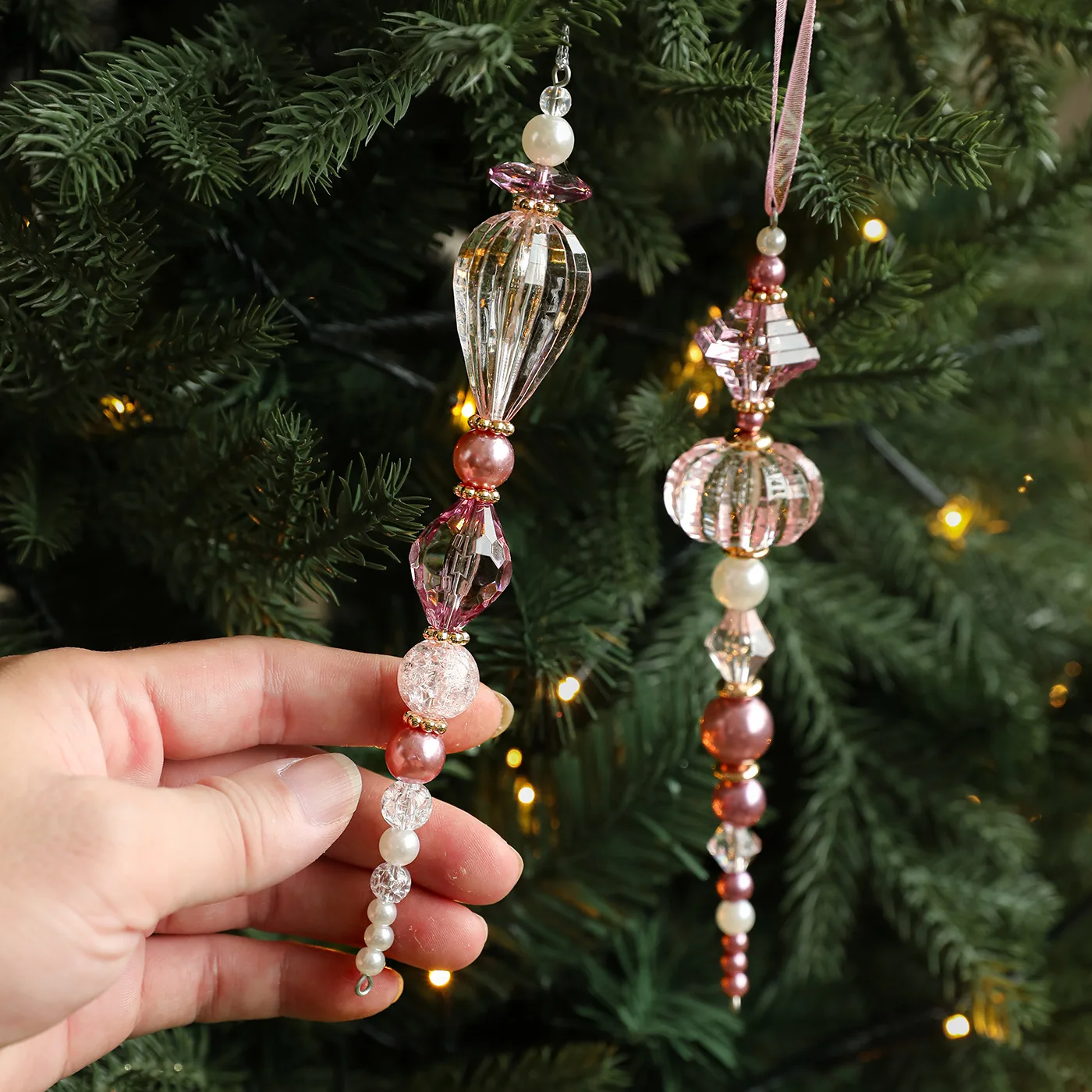 

1Pcs Imitation Pearl Transparent Acrylic Pendant Hanging String Pendant Christmas Decor Christmas Tree Dress Up Hanging Decor