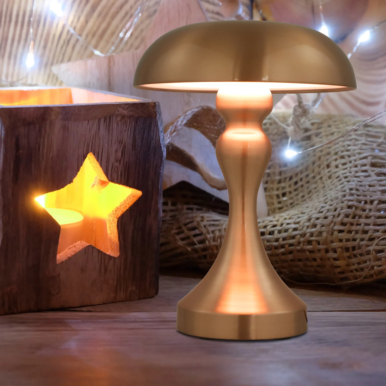 

Mushroom Table Lamp Touch Dimming Metal Bedside Light for Bedroom Nightstand Decorative Modern Adjustable Brightness Small Desk