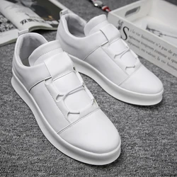 Brand Men Leather Casual Shoes Slip on Loafers Shoes White Men's Platform Shoes Fashion Leisure Driving Shoes Soft Moccasins