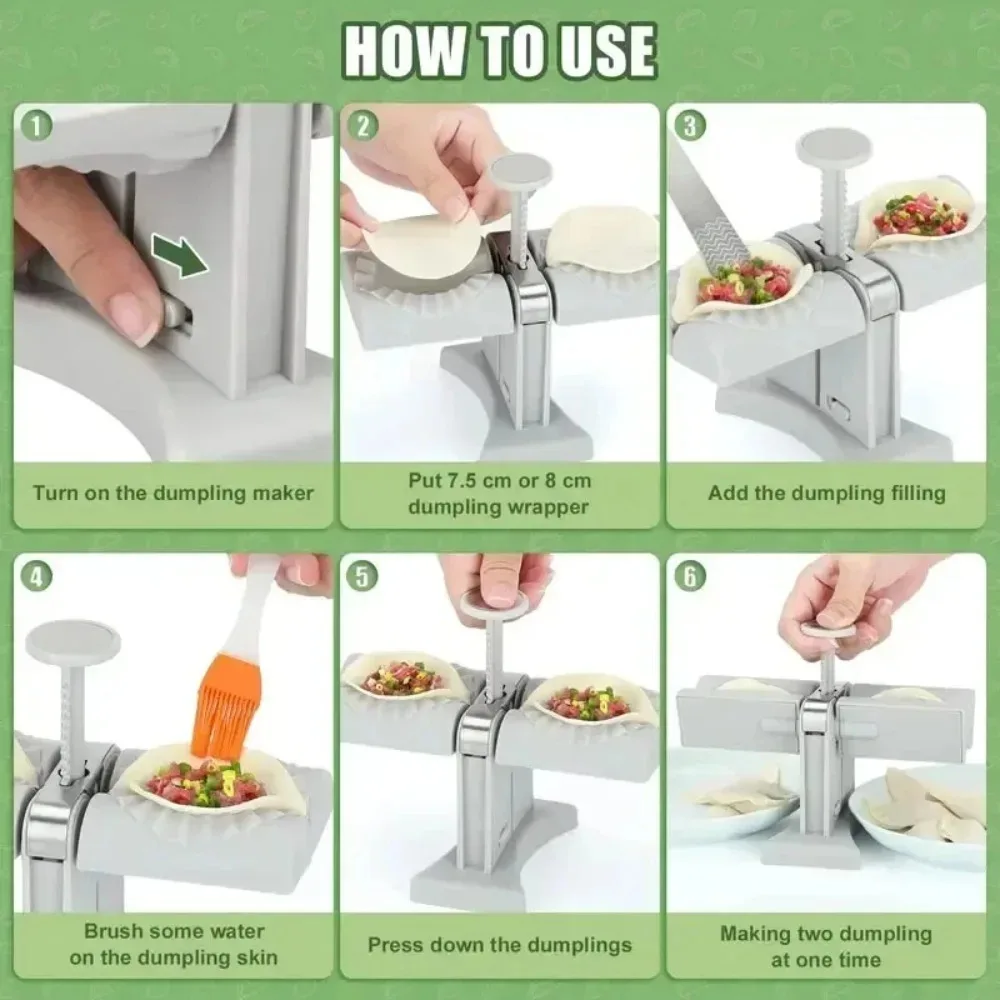 ماكينة صنع الزلابية الأوتوماتيكية ماكينة صنع القوالب المنزلية أداة تغليف الرأس المزدوجة قوالب الجلد سهلة لف الزلابية اثنين في وقت واحد