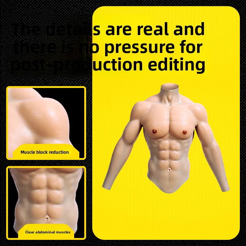 

Long-sleeved muscle suit, suitable for 40-60kg, for cos, abdominal silicone fake muscle, performing Internet celebrity props
