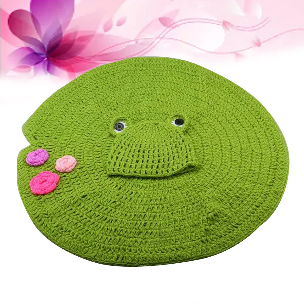 Frog Hat Set Crochet Baby Beanie Blanket Unisex Newborn Photography Prop Cartoon Costume Infant Gift For Baby Shower