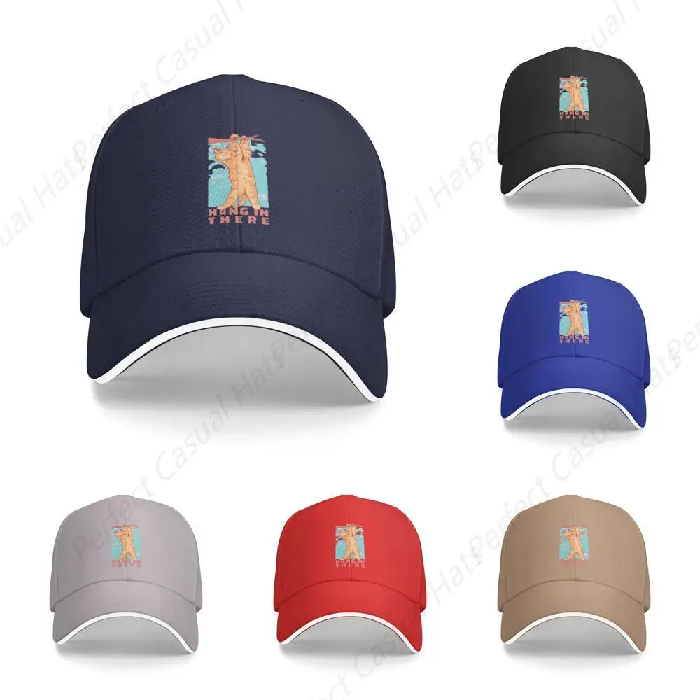 

Hot-Selling Funny Hang In There Cat Printing Hat Sandwich Caps Peaked Caps Trucker Hat Men Women Outdoor Sun Visor