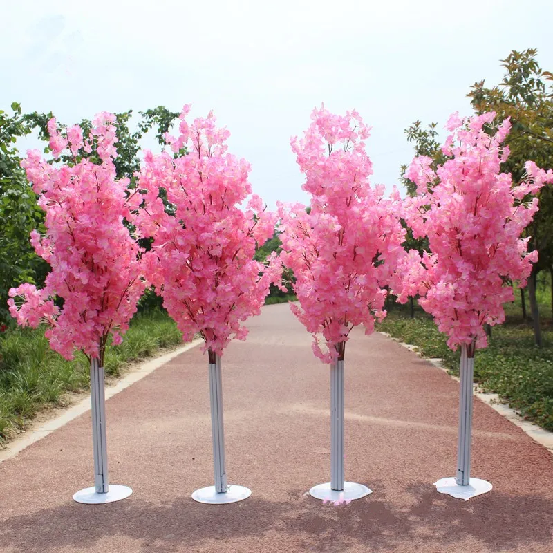 Camino de árbol de flor de cerezo Artificial de lujo, 2/6/8/10/12pc150CM de altura, columna de pasillo, guías de carretera para centros de mesa de estación T de boda