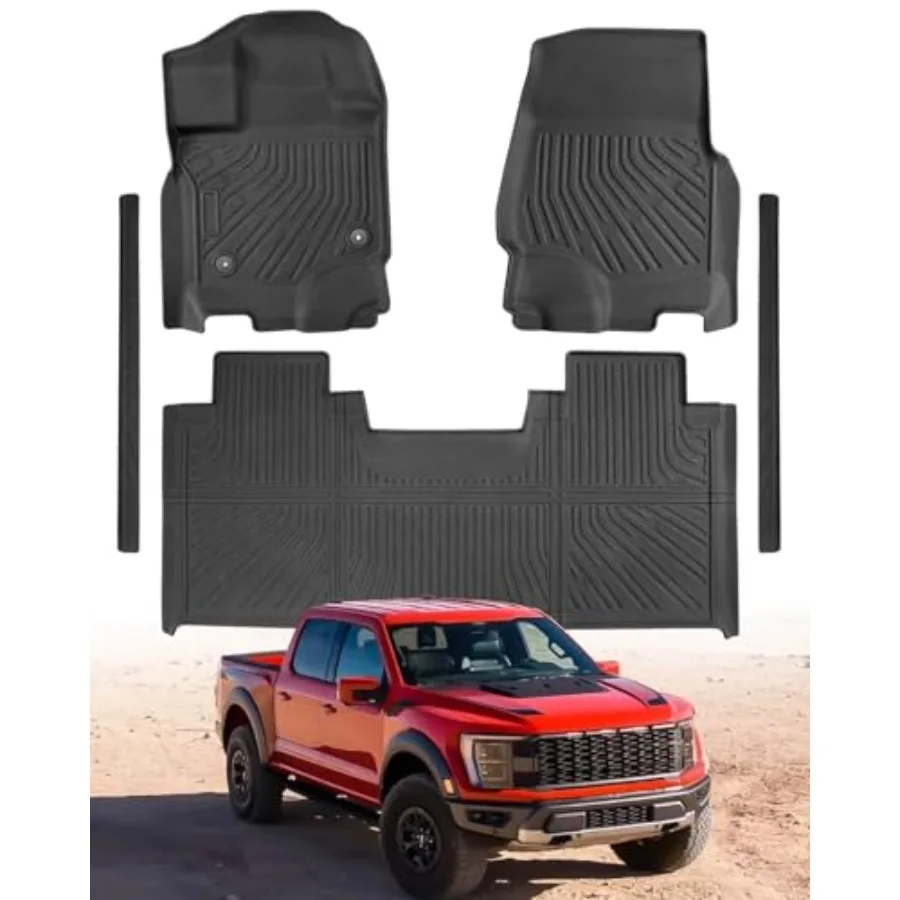 

Floor Mats for Ford F150 Supercab/Extended cab 2015-2026 Not Fit Supercrew Cab with Door Sill Guards, All Weather Rubber Floor