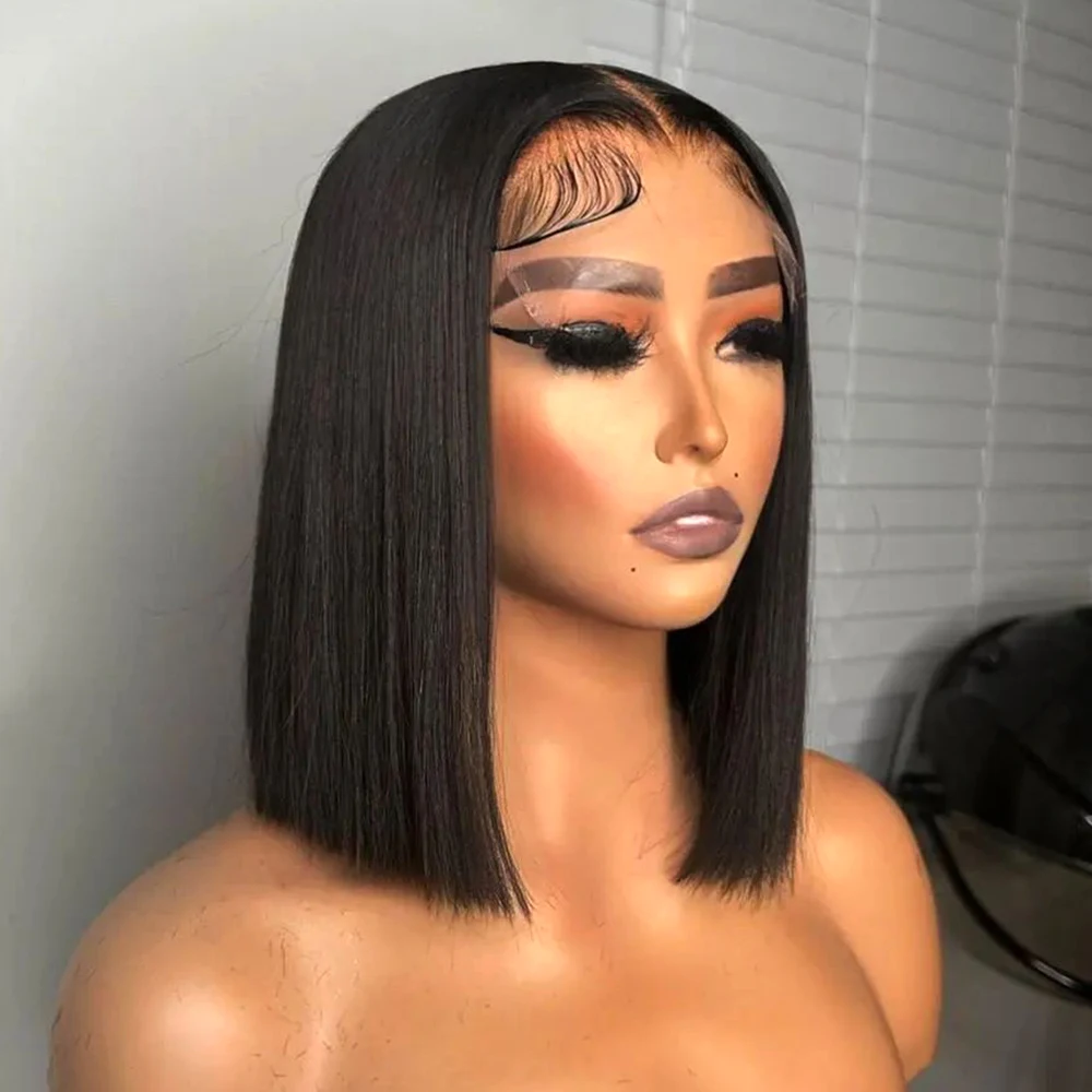 

Парик Боб Человеческие Волосы Предварительно Сорванные 13X4 Парики Фронта Шнурка Для Чернокожих Женщин Человеческие Волосы Прямой Боб Парик Фронта Шнурка Цветные Парики