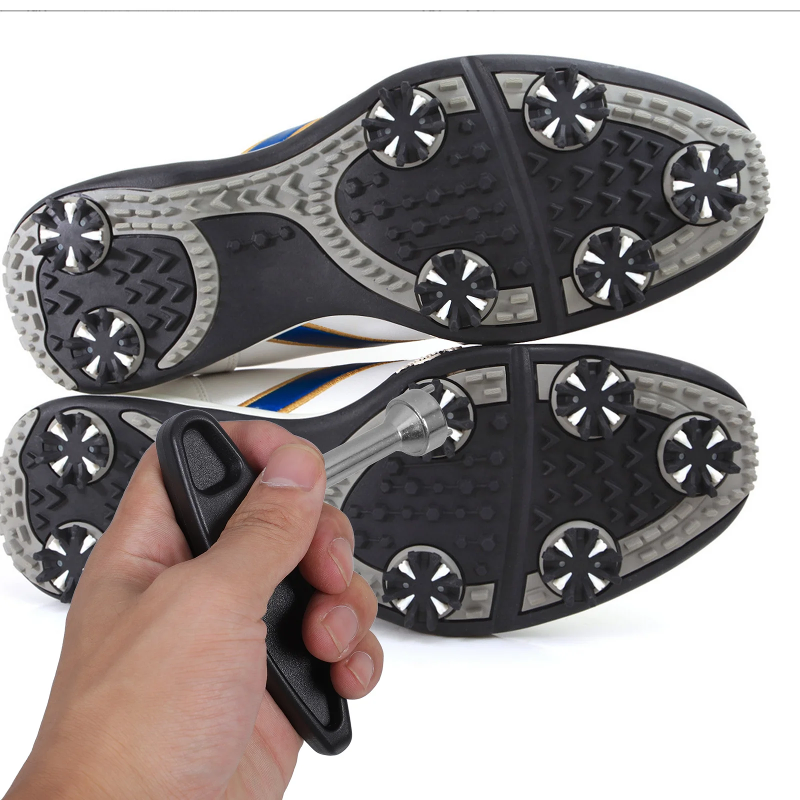 

Gearless Black Plastic Handle Golf Spike Wrench Change Essential Golfer Tool Textured Grip Spike Wrench