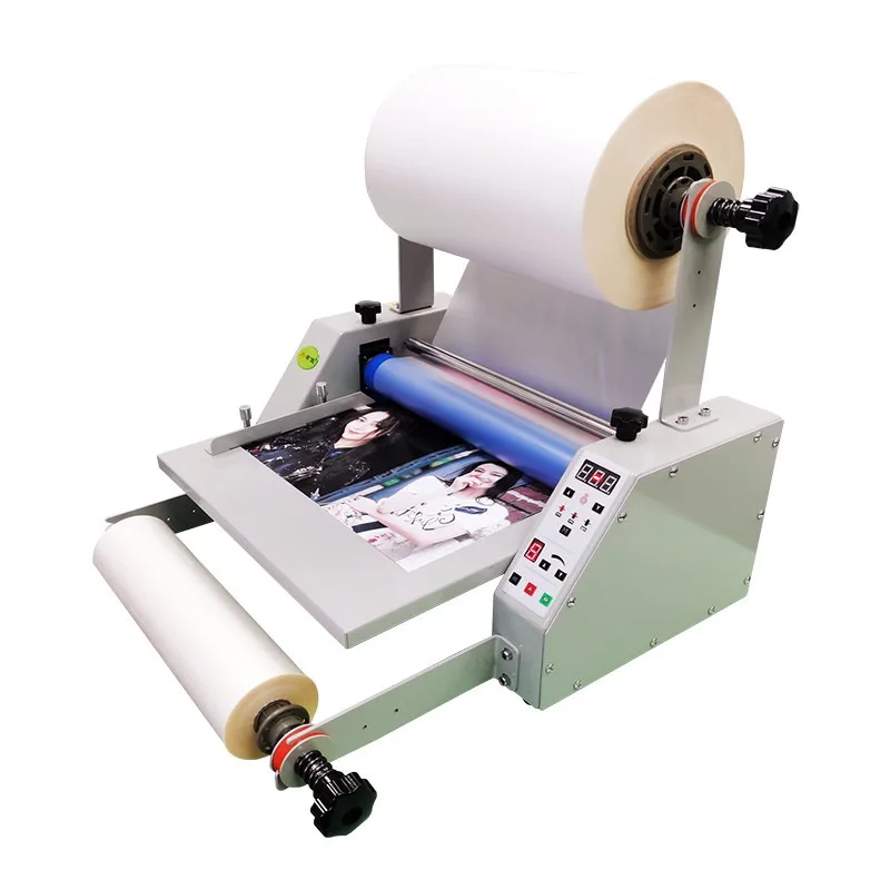 

Mini Electric Laminating Machine A3 A4 Cold Hot Roll Laminator for Document Cover Film Protection Office Use Tool