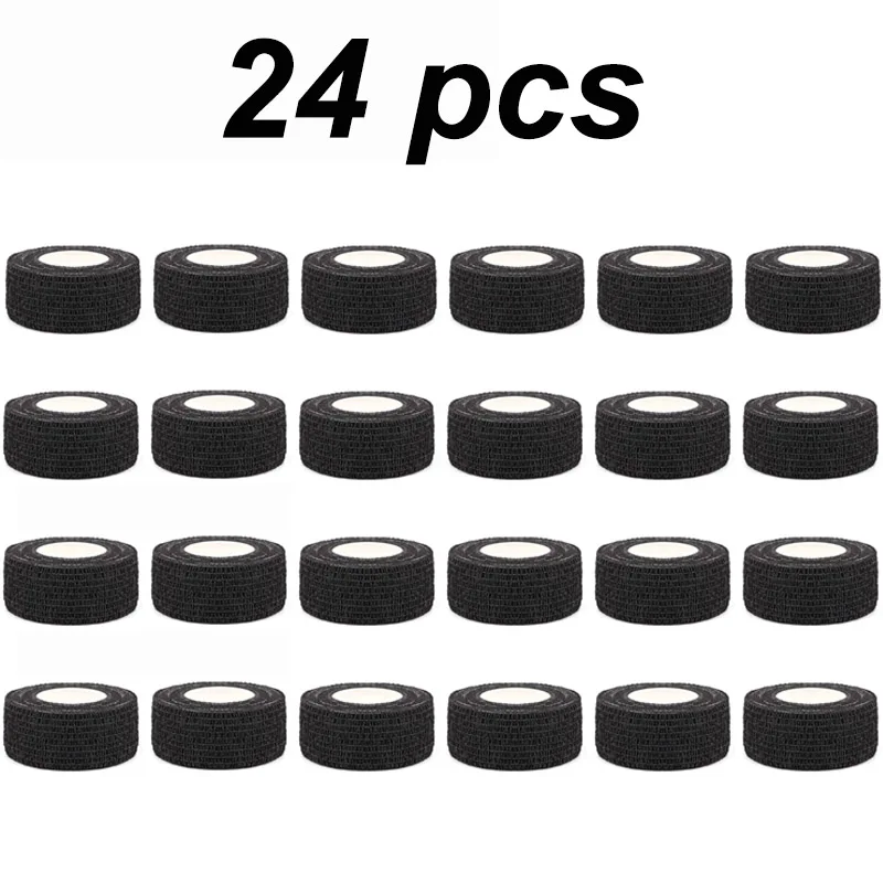 2.5cm Black Tattoo Machine Grip Wrap, Non-Slip Self Adhesive Elastic Bandage Waterproof for Professional Tattoo Supplies