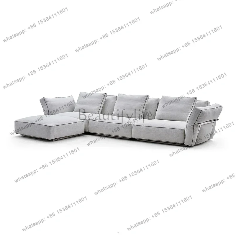 For Modern  Living Room Sofa Fashion Design Three-seat Sofa with Pedals Stainless Steel Frame Down Padding Comfortable Sofa