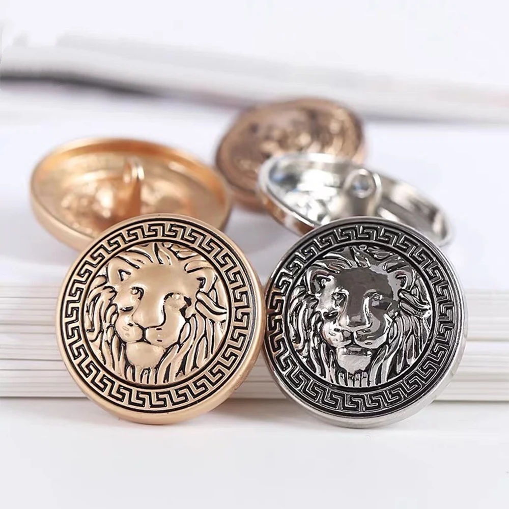 10 Pieces/set Gold Silver High-grade Lion Head Pattern Round Metal Buttons Sewing Accessories Shirt Coat Suit Decorative Buttons image 3