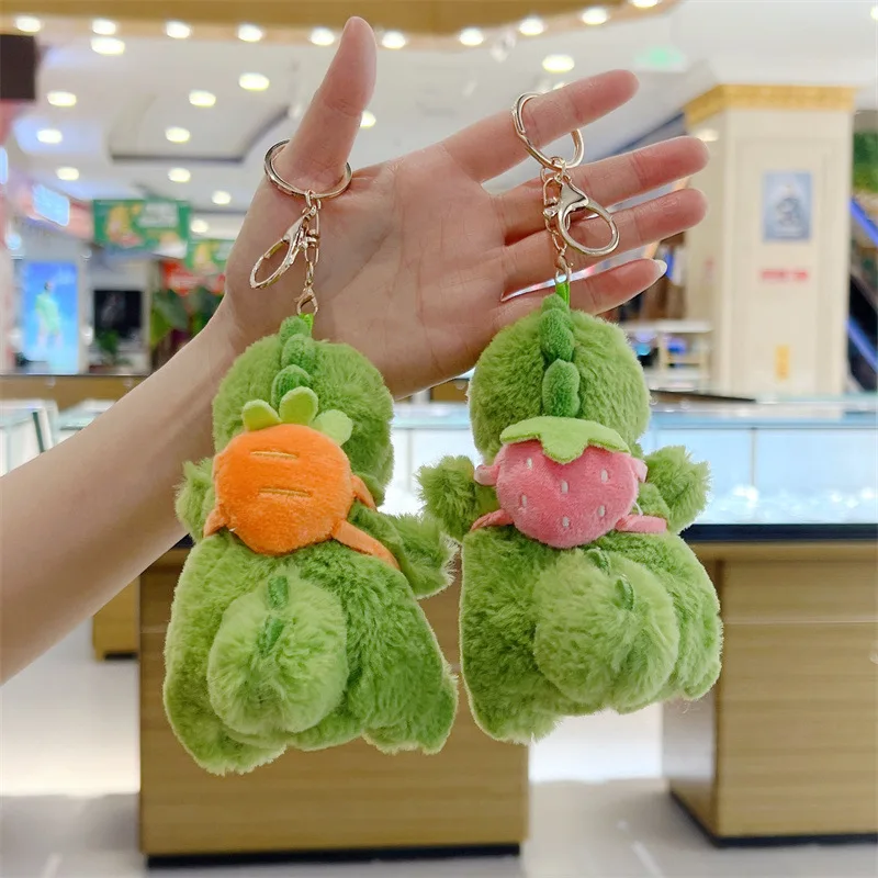 Dinosaur Keychain Stuffed Plush Toy Backpack Pendant Decorative Soft Dinosaur Plush Doll School Bag Car Keychain Holiday Gift