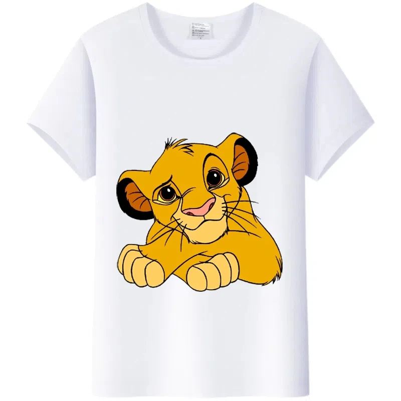 Camiseta gráfica Kawaii de Disney con dibujos del Rey León, blusas de verano para mujer y hombre, camisetas blancas, ropa para mujer, camiseta de los años 90, camisetas de talla grande