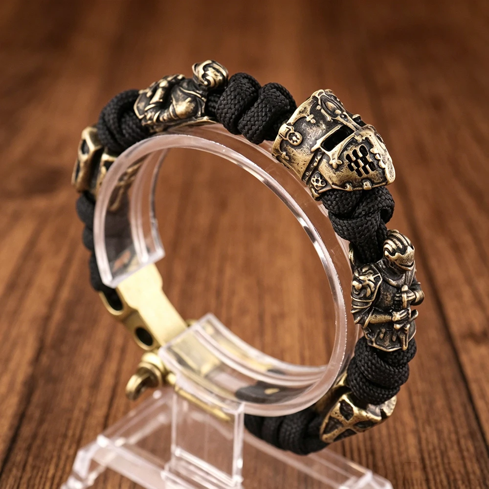 Paracord Templer-Ritter Armband für Männer und Frauen, Handgefertigt, Verstellbar, Vintage Gothic Taktisches Outdoor-Amulett, Schmuckgeschenk, Dropshipping – Detail 4