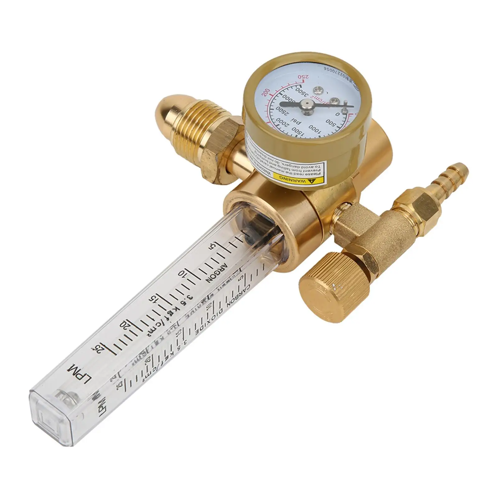 Brass Argon Pressure Reducer Gas Flowmeter - Welding Regulator with G5/8 Male Thread & CGA580 Connector