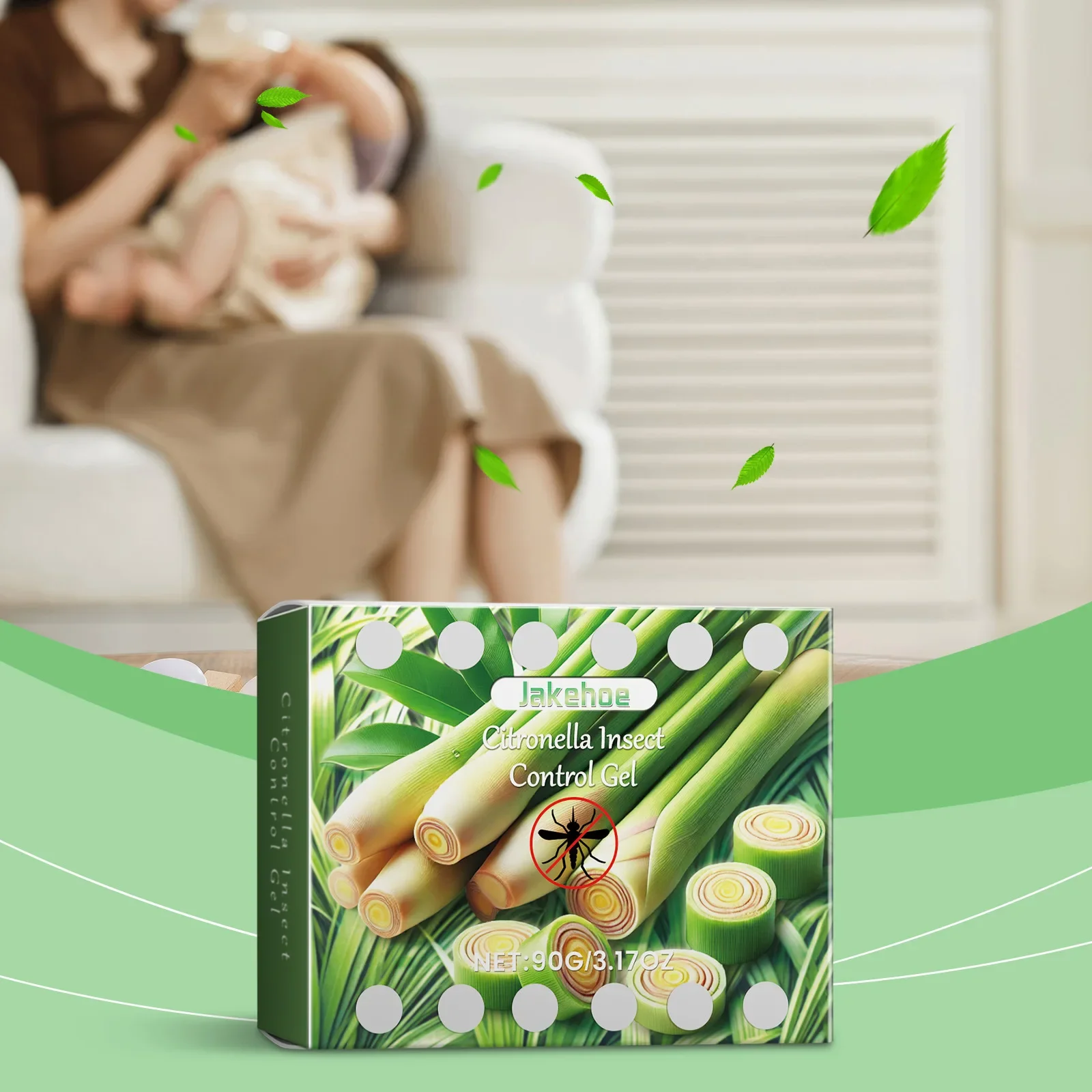 Gel Repelente de Mosquitos Natural de Citronela en Caja, Fórmula a Base de Plantas, Portátil, Uso en Interiores y Exteriores, Protección Segura y Suave Contra Mosquitos