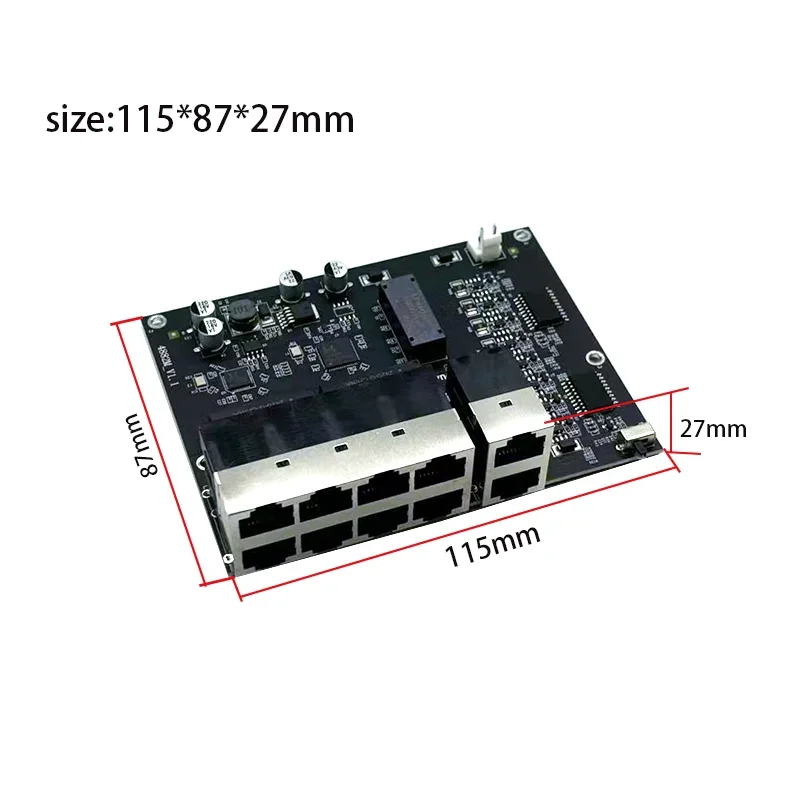 10 port 10/100M 8port 802.3at/af poe in/out 48v with 2port uplink/nvr industrial switch module