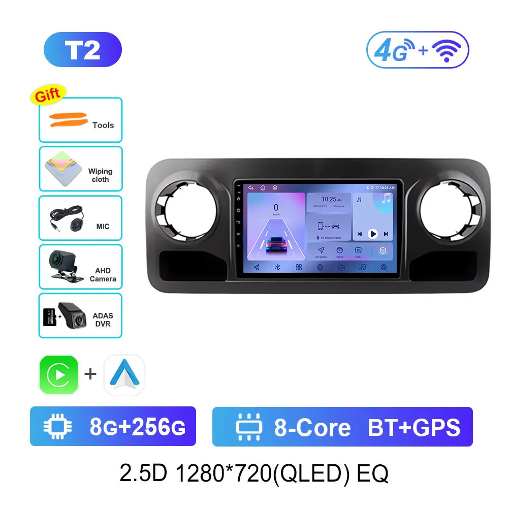 Auto Video Multimedia Speler Voor Mercedes Benz Sprinter Spinway W907 2018 2019 2020 2021 Dsp Stereo Draadloze Carplay Touchscreen