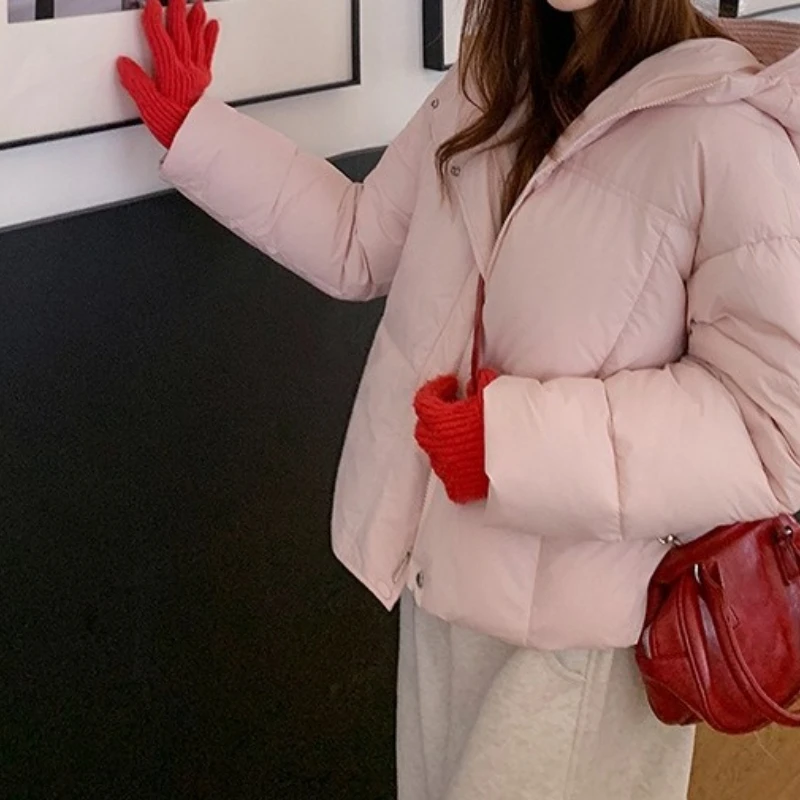 Short Cotton-padded Jacket Coat Loose Thickened Women's Hooded Cotton-padded Coat in Winter of 2025