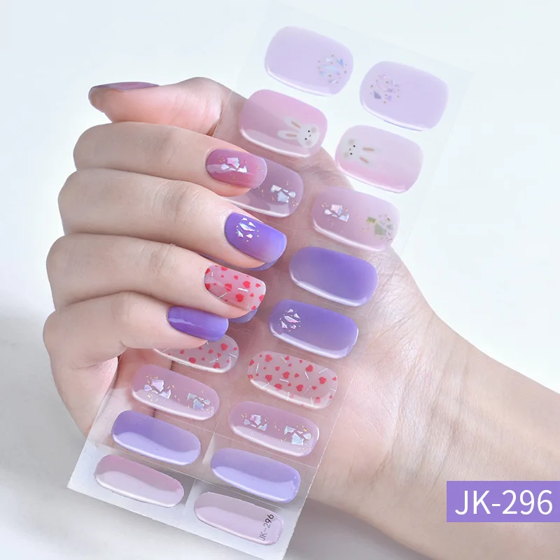 18 Tips New Year 'S Semi-Cured Gel Nail Sticker Waterdichte Duurzame Uv Nail Sticker Verwijderbare Volledige Cover Nagel Stickers