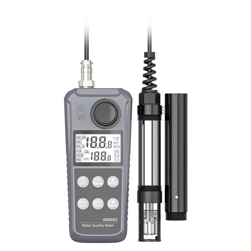 AE86061 Multiparameter PH/DO/Temp/Ammonia/Nitrite Dissolved Oxygen Meter Water Quality Tester for Aquarium Aquaculture Fish Tank