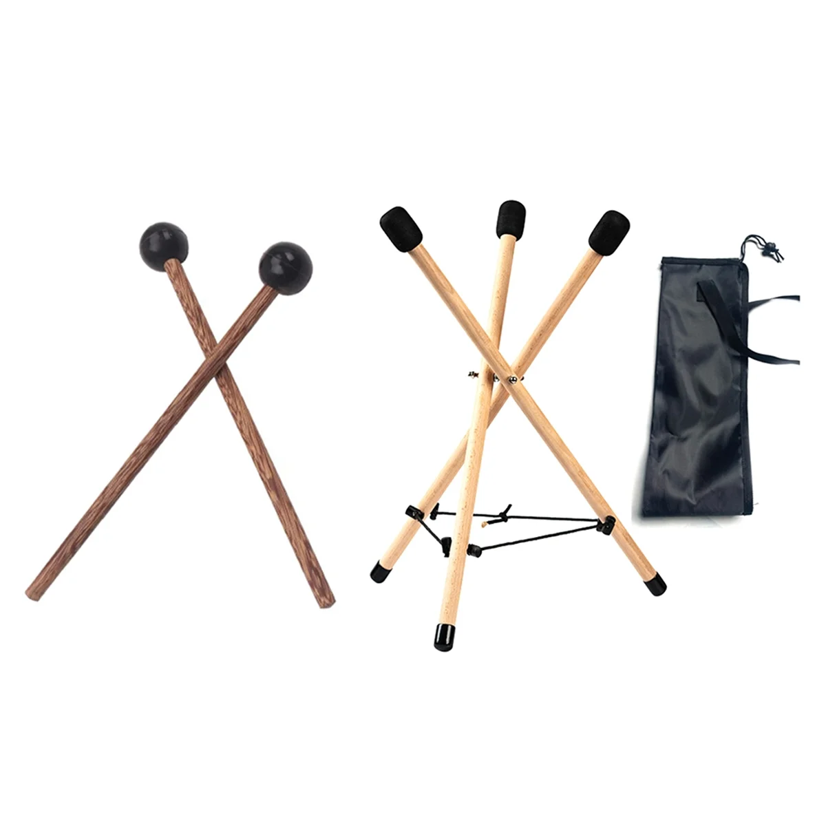 Drum Stand Handpan Stand Soild Wood Snare Stand Tripod Structure Drum Holder for 10 to 15 Inch Percussion Instrument