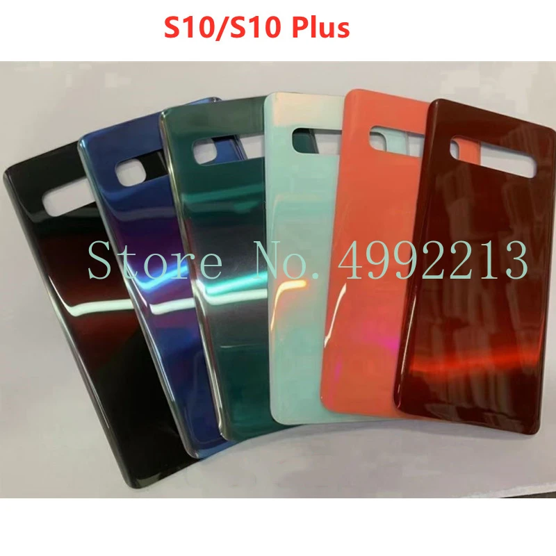 For Samsung Galaxy S10 Plus G975 Back Battery Cover For S10 G973 S10E S10plus Glass Rear Housing Cover Adhesive Replace Case