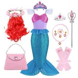 Mermaid Ariel Princess Dresses for Girls Kids Costume Carnival Easter Party Halloween Cosplay Mermaid Dress-up Costumes 2-10T