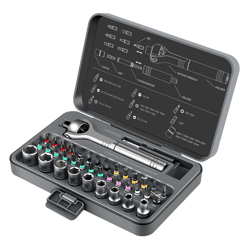 

40 in 1 Ratchet Screwdriver Set Magnetic Wrench Semi-automatic Multi-purpose Sleeve Toolbox Bicycle Repair Tools DIY Tools Kit